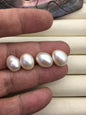 2 pairs AAA 10.3-11.3mm White Nugget baroque loose pearl pairs for stud earrings - no hole - ZS-103-37-15