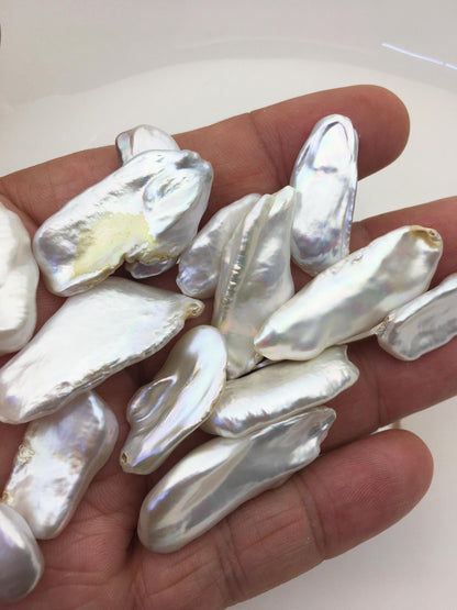 26pcs AA 12-17mm big white biwa keshi Freshwater Pearls, no hole,ZS-80-1-1