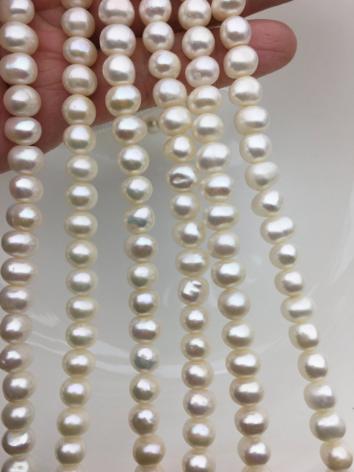 AA+ 7.5-8.3mm white baroque button potato freshwater pearls,8mm Rondelle pearl Beads,SM8-2A-4