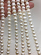 AA+ 7.5-8.3mm white baroque button potato freshwater pearls,8mm Rondelle pearl Beads,SM8-2A-4