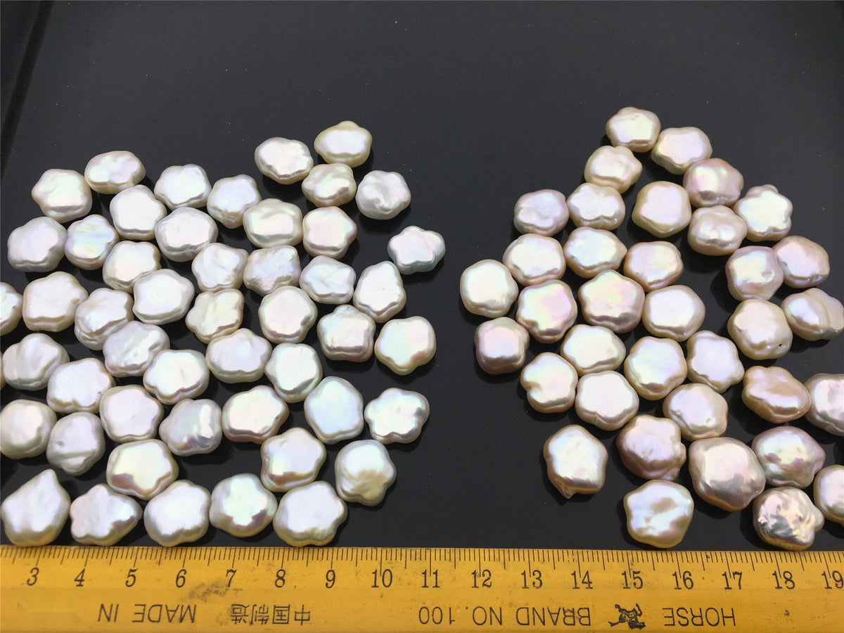 Rare!AAA 13-14mm Wite/Pink THICK Flower White Pearl,Freshwater pearl Butterfly, for your design,Cultured Pearls Maggie Designs,ZS-17-15