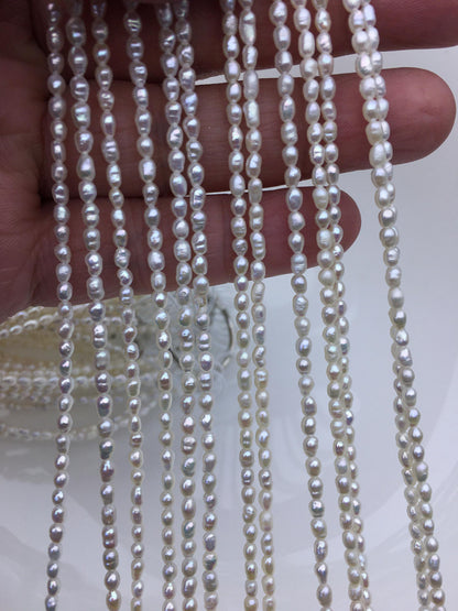 AA 2.5-3mm white rice freshwater pearls,genuine pearl,Cultured pearl,diy pearl beads,LR2-T4