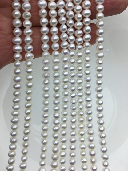 AAA 4.5-5mm white potato pearls,4mm tiny pearl,for pearl necklace,for pearl earrings,Wedding Bride,CR4-3A-2