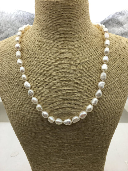 AA+ 17.8'' 8mm White Nugget Pearl necklace,pearl necklace, NPN1-009
