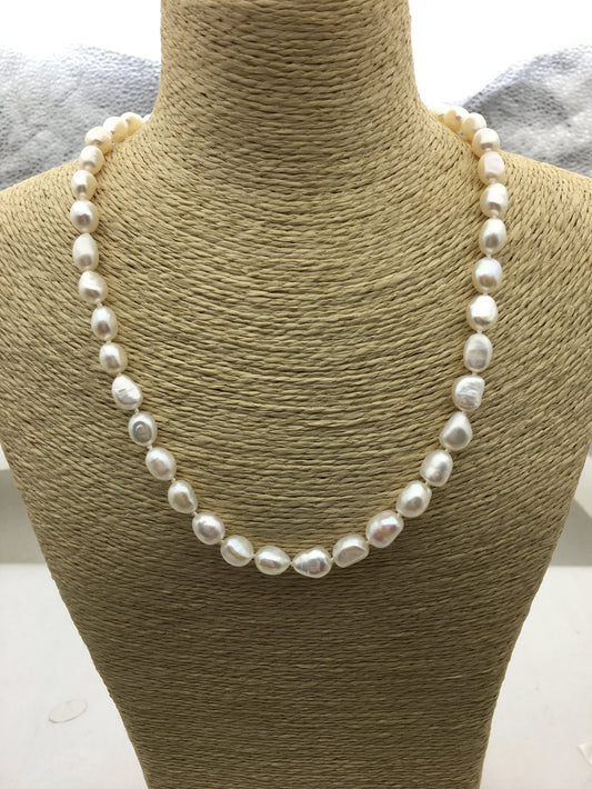 AA+ 17.8'' 8mm White Nugget Pearl necklace,pearl necklace, NPN1-009