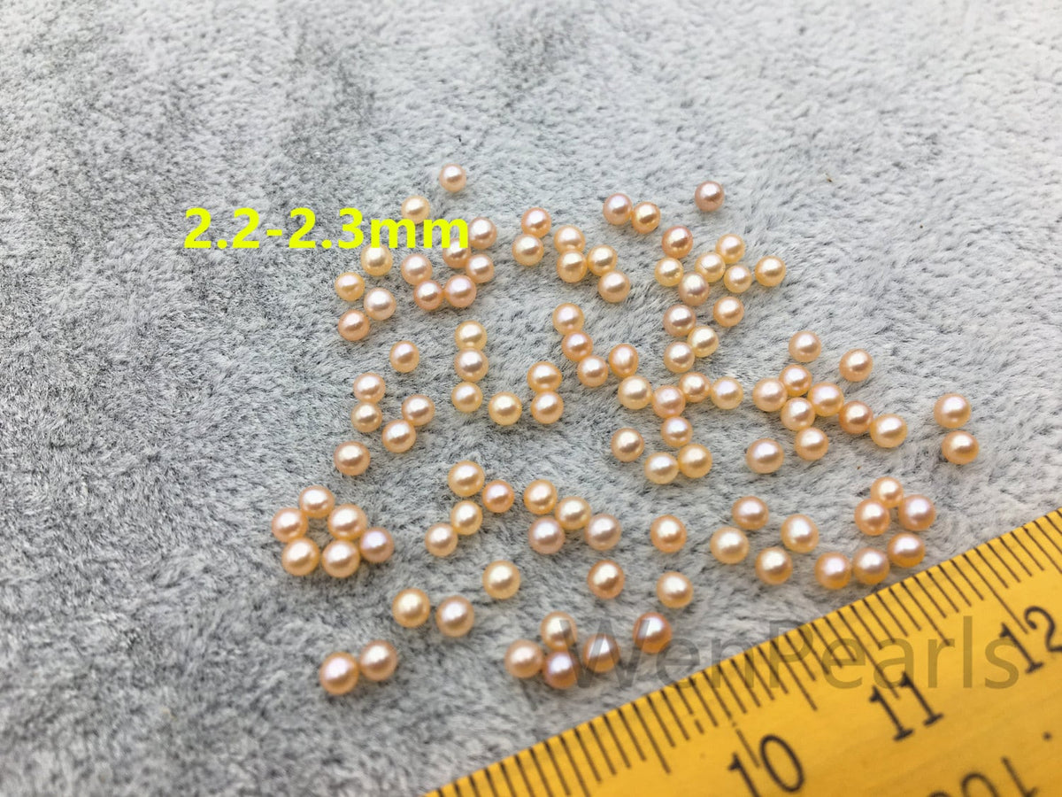 AAA 2-2.3mm pink round seed freshwater pearls,half hole,tiny pearl supply,good quality,no hole,through hole,RP2-3A-10