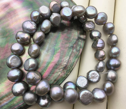 2pcs 7'' 8mm gray rainbow nugget Freshwater pearl Elastic string Bracelet,baroque pearl bracelet,B8-051
