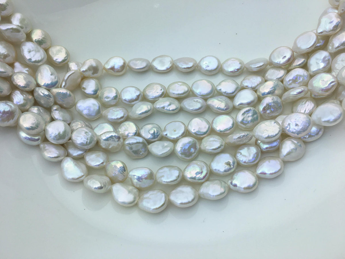 AA+ 10-11mm White Coin freshwater pearls,diy bead,flat round pearl bead,COIN12-2A-2-3