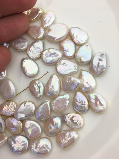 20pcs AA+ 10-12.5mm White Drop Freshwater Pearl,0.7mm bottom two-eight drill,ZS-119-18