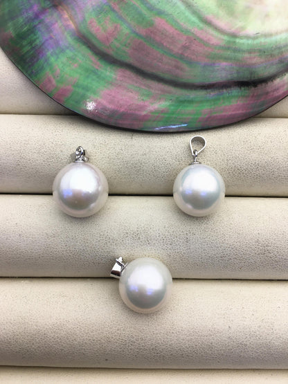 1pc AA+ 12-13mm big white round freshwater pearl pendant,- NC1-016