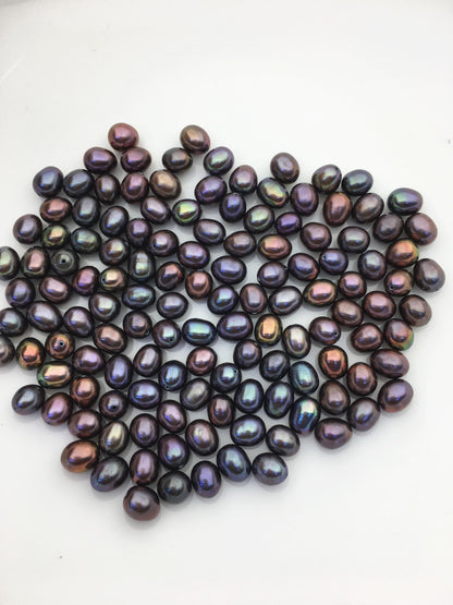 30pcs AAA 6.5-7mm green brown black rianbow freshwater pearl,0.7mm through hole,LR6-T2