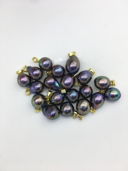 3pcs AAA 10-11mm peaock black green rainbow drop rice edison freshwater Pearl pendant,NC1-033-2