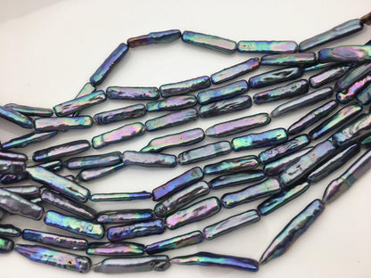 15.5'' AAA 5-6mm Black Blue rectangle pearls,ZS-80-25-19