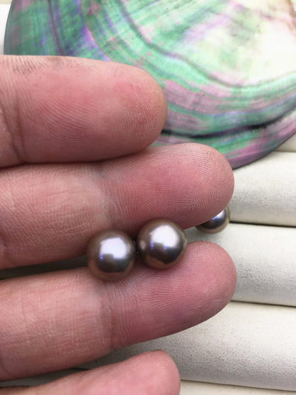 AAA 9-10mm gray round edison pearl stud earrings,S925 Sterling Sliver stud earrings,wedding pearl earrings,SE3-T9-6