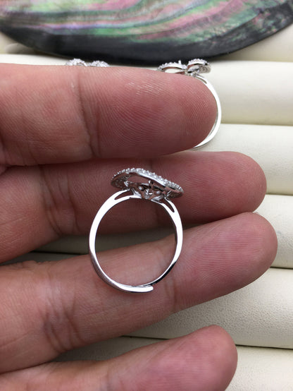 1pc heart pearls CZ Diamond sterling silver ring,ASL-RG-011