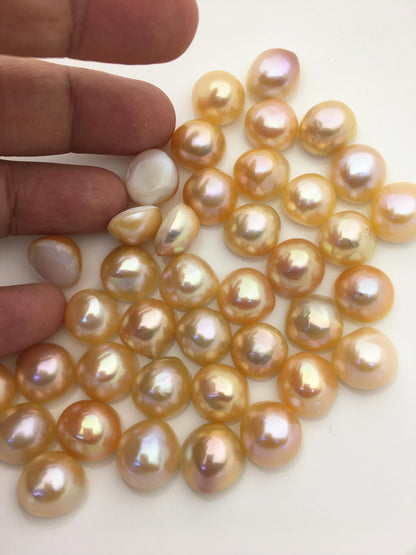 19pcs AAA 13-14mm Natural Orange Baroque Mabe Freshwater Pearls,no hole,MB-T59