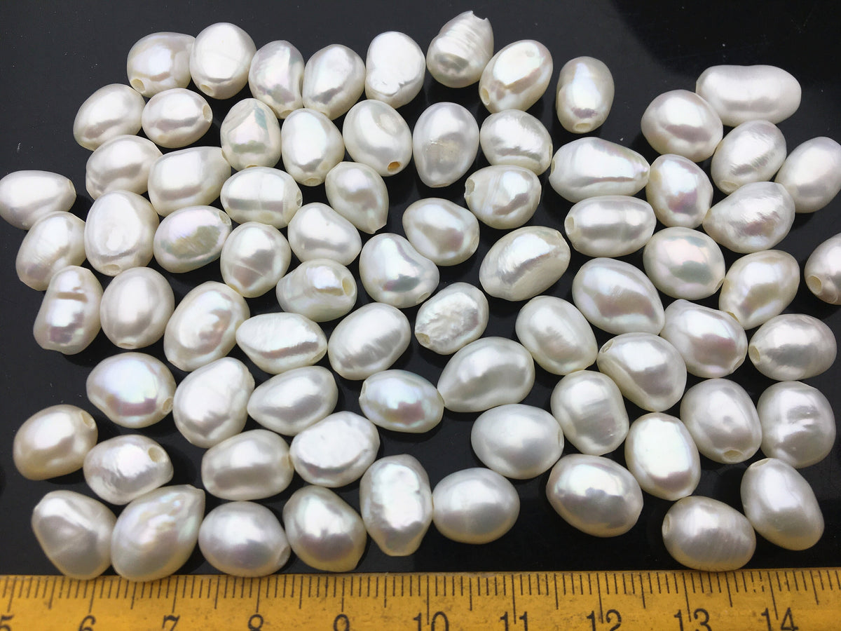 20pcs AA 8.5-9.5mm 2mm large hole white nugget freshwater pearls,LM9-2A-14