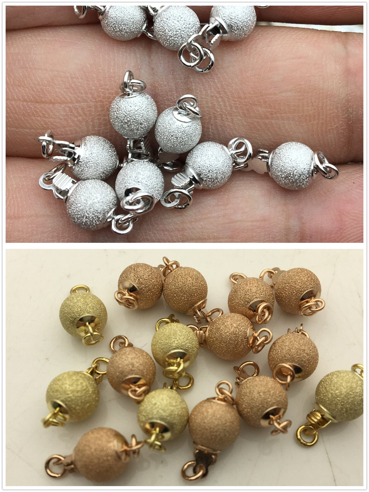 6/8/10mm Sterling Sliver Frosted Bead Safety Clasp,S925 sterling silver,Select Size,WHOLESALE,ASL-CL-003