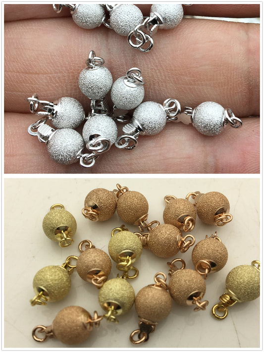 6/8/10mm Sterling Sliver Frosted Bead Safety Clasp,S925 sterling silver,Select Size,WHOLESALE,ASL-CL-003