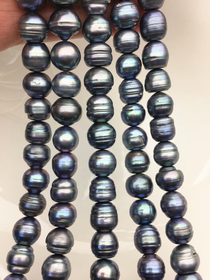 16.5'' AA 11.5-12.5mm blue black button freshwater pearls,Cultured pearl,diy pearl beads,gift for her,necklace,Christmas,SM12-T5