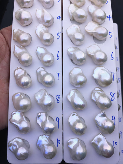 AAA 13-15x18-22mm White Flame ball Pearl Pairs - large Baroque freshwater pearl pairs,top half hole,FL15-3A-8-75