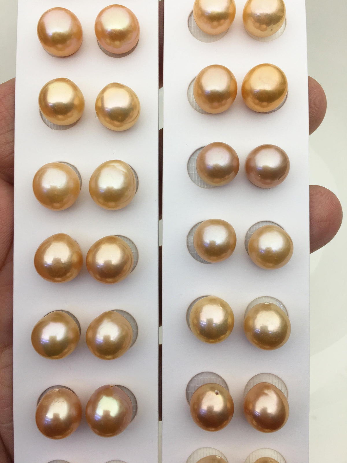 2 pairs AAA 10-11mm orange rice freshwater pearls,half hole,LR10-T9