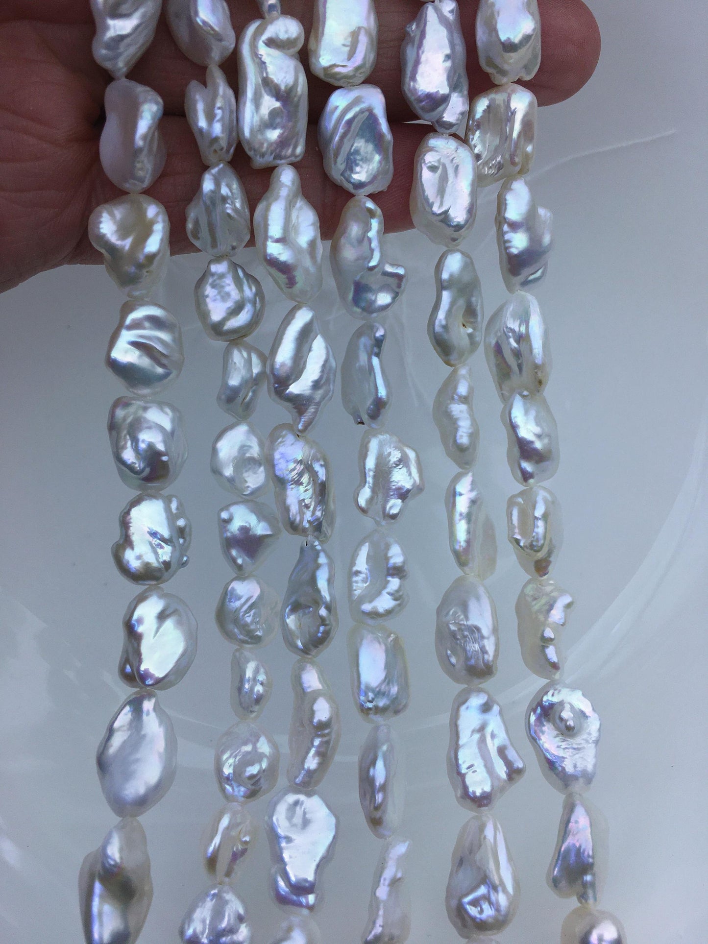AA+ 9-11mm white long keshi Freshwater Pearl,ZS-200-60
