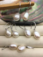 1 pair AAA 11mm White nugget pearl dangle earrings,S925 sterling silver,wedding pearl earrings,SE3-021