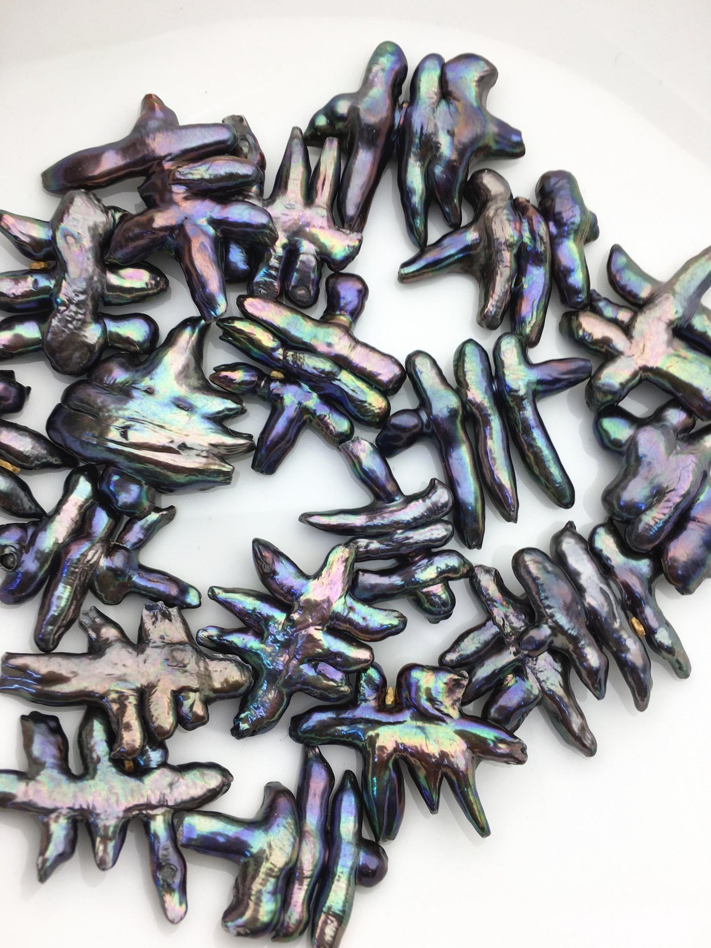 5pcs AA+ 20-250mm Black Rainbow baroque pearls, 0.7mm through hole,ZS-T38