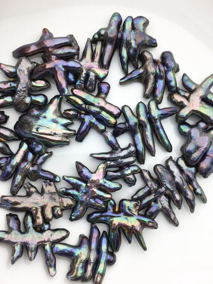 5pcs AA+ 20-250mm Black Rainbow baroque pearls, 0.7mm through hole,ZS-T38