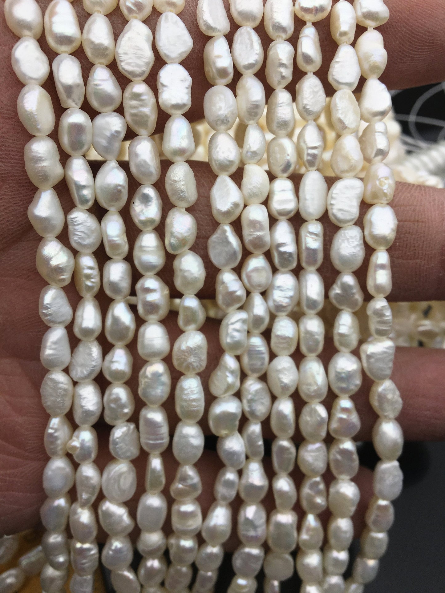 20% OFF 5 strands AA 3.5-4mm white nugget freshwater pearls,irregular nugget freshwater pearl strand,pearl factory china,LM3-2A-3