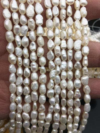 20% OFF 5 strands AA 3.5-4mm white nugget freshwater pearls,irregular nugget freshwater pearl strand,pearl factory china,LM3-2A-3