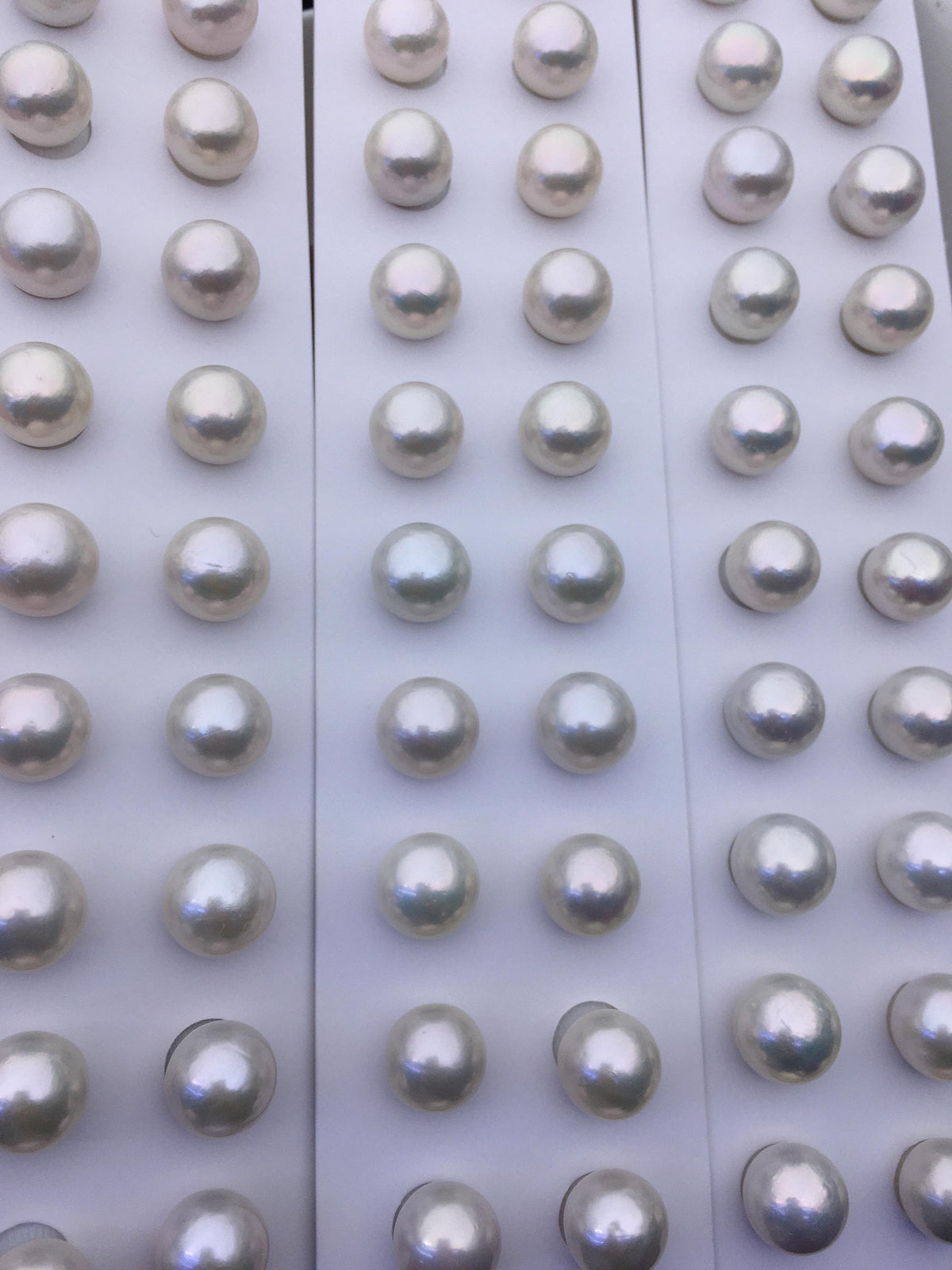 High Luster!10 pairs AA+ 12-13mm White Round edison freshwater pearl,ED12-3A-1-28