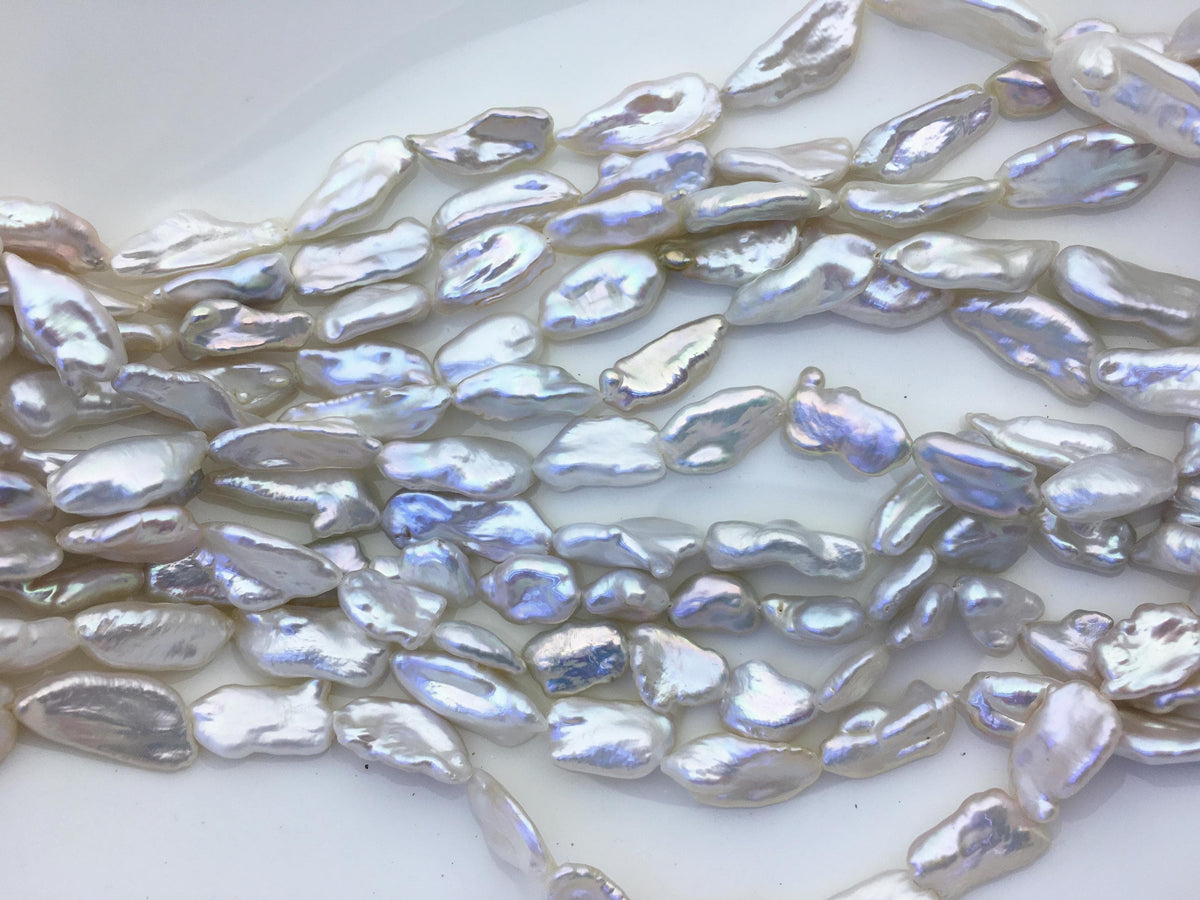 AAA 8-10mm white Keshi Biwa Pearl Necklace,ZS-200-120-20
