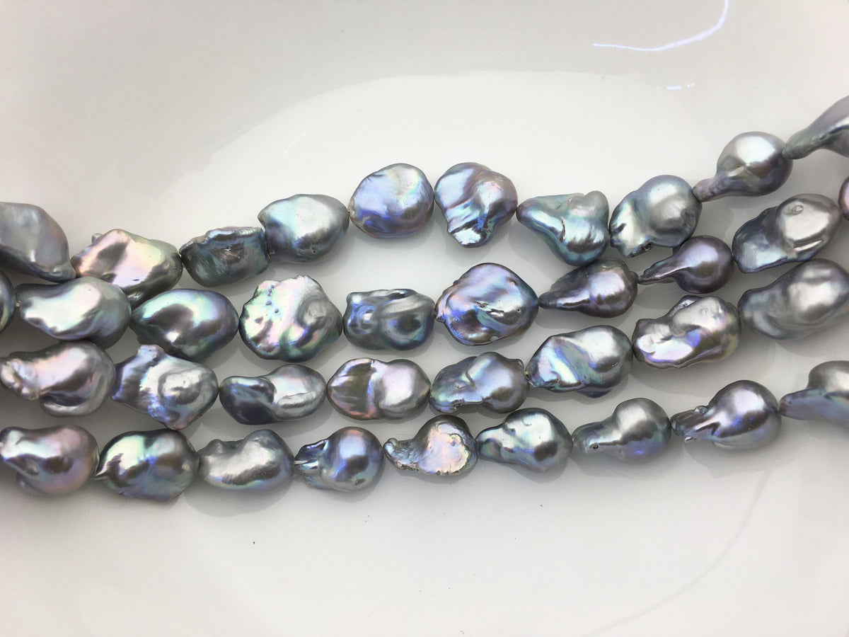 15.5'' AA+ 13-16mm Big Gray flame ball pearl,FL15-2A-5-11