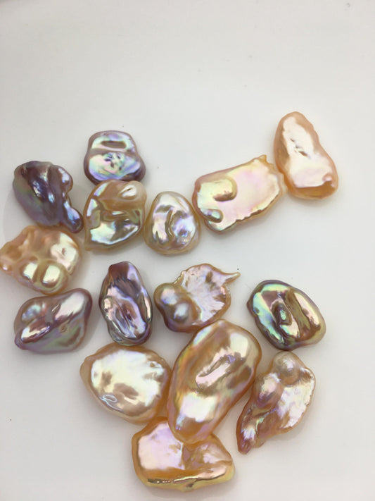 15pcs AAA 13-18mm natural mix color rainbow keshi Freshwater Pearls,no hole,ZS-T23