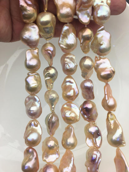 15.5'' AAA 13-16mm Natural Orange Rainbow flame ball pearl,FL15-3A-7-13