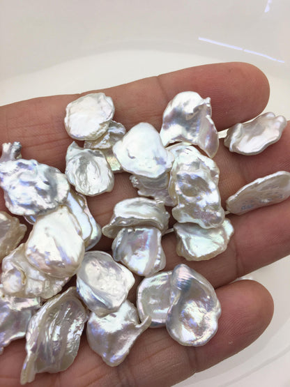 30pcs AAA/AA+ 12-13mm white thin keshi freshwater pearls,no hole,ZS-127-4