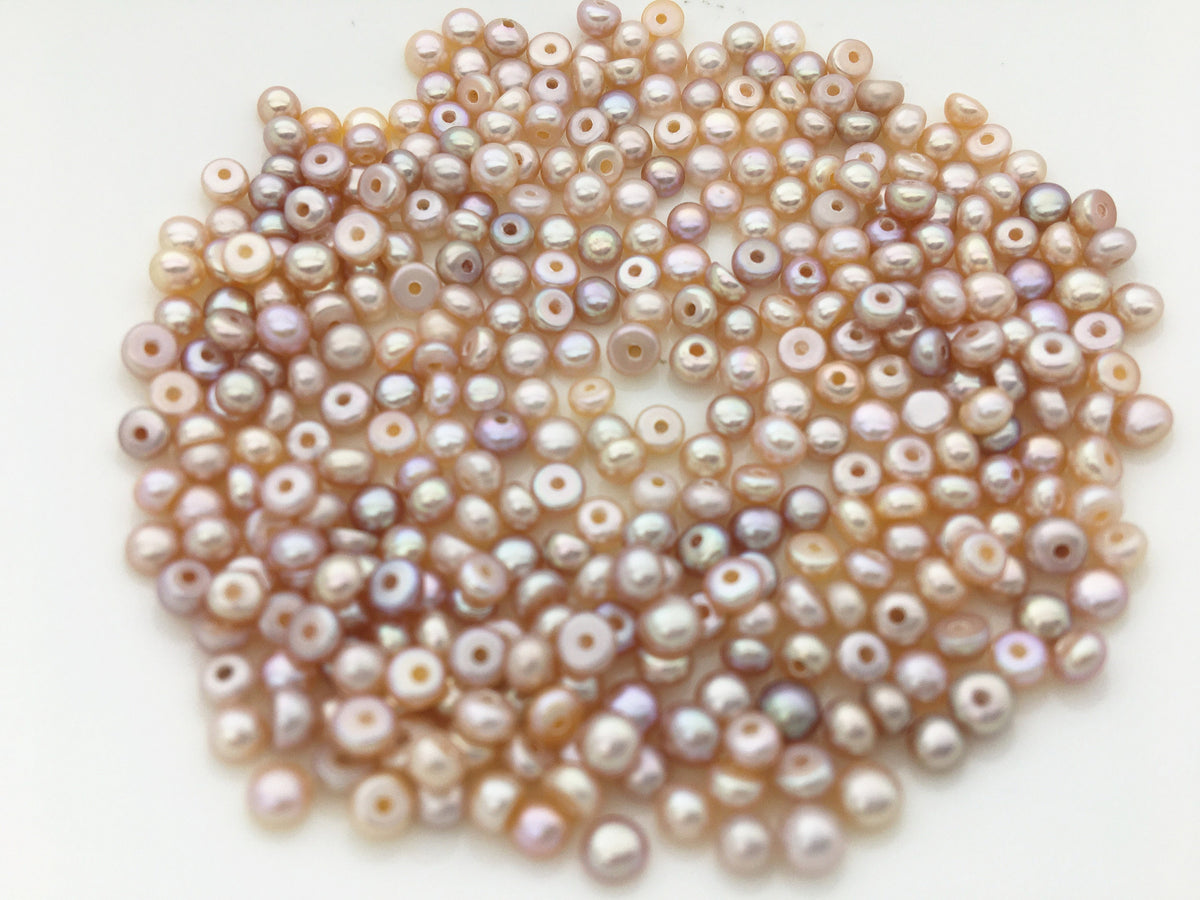 20pcs AAA 3-3.5mm Purple Seed Button freshwater Pearls,half drilled,BTN3-4A-8-3