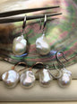1 pair AAA 14-16mm white flame ball pearl dangle earrings,silver/rose sterling silver earrings,SE3-031-6