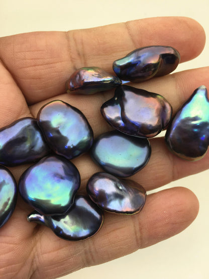 16pcs AAA 13-20mm Big black blue rainbow baroque Pearl - no hole,FL15-T4-21