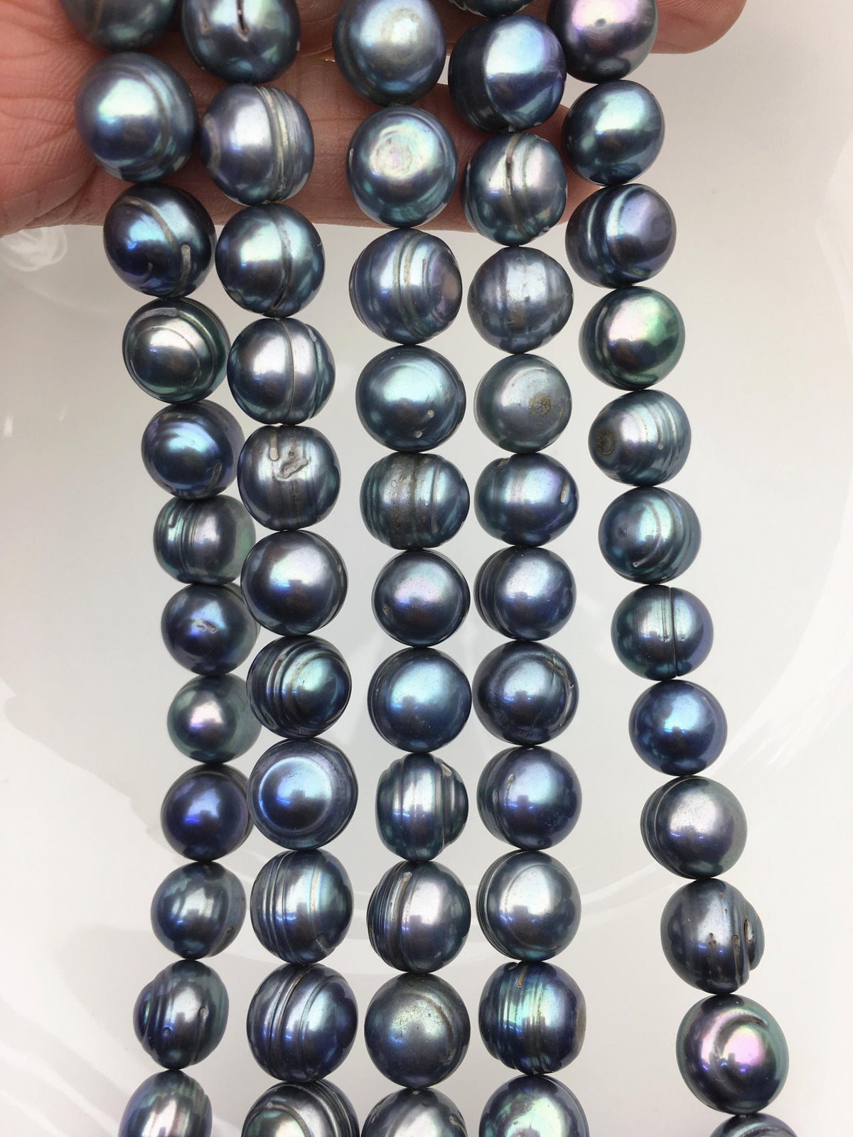 16.5'' AA+ 11.5-12.5mm Blue Green big potato freshwater pearls,CR12-2A-2