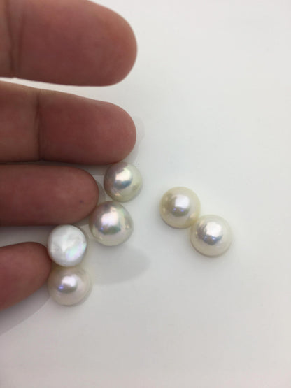 6pcs AAA 11-12mm white Baroque Mabe Freshwater Pearls,no hole,MB-T31