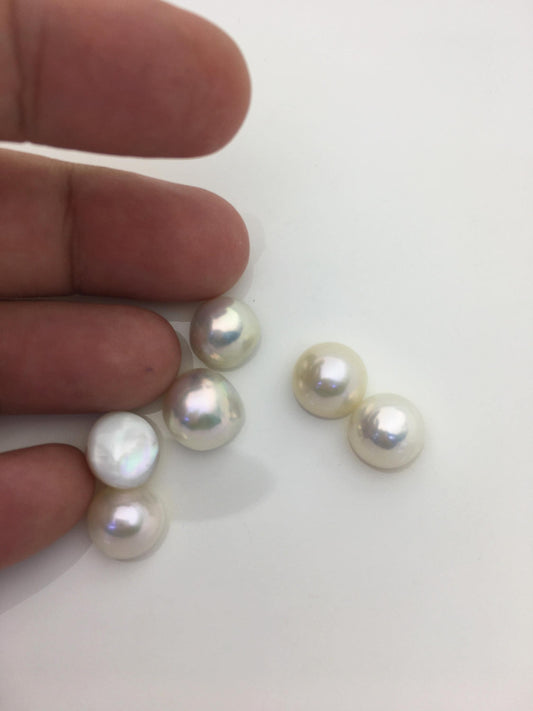6pcs AAA 11-12mm white Baroque Mabe Freshwater Pearls,no hole,MB-T31