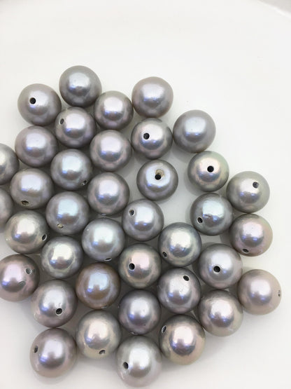 6pcs AA+ 13-14mm Gray Round edison freshwater pearl,1.8mm large hole,RP13-T3