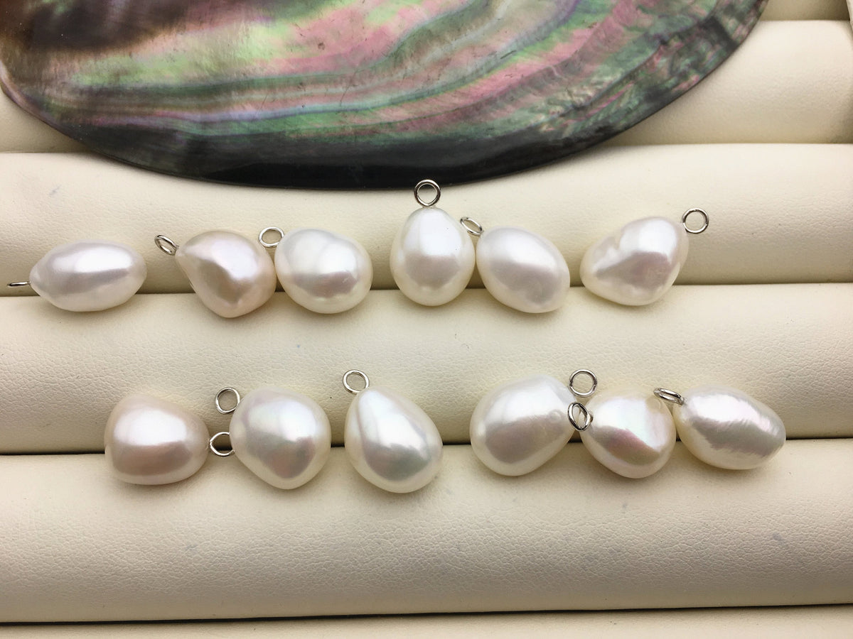 4pcs AAA 10.4-11.2mm White big nugget baroque pearl pendant,S925 Sterling silver pendant,NC1-T33