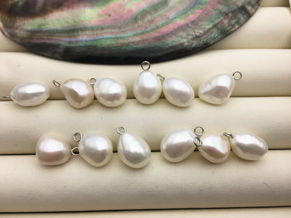 4pcs AAA 10.4-11.2mm White big nugget baroque pearl pendant,S925 Sterling silver pendant,NC1-T33