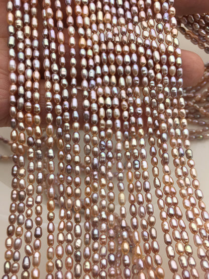 AAA 2.8-3mm*3.5-5mm pink purple oval rice pearls,oval loose pearl beads,diy pearl,genuine pearl,Cultured pearl,diy pearl beads,LR2-3A-22