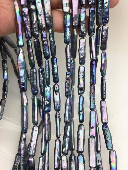 15.5'' AAA 5-6mm Black Blue rectangle pearls,ZS-80-25-19