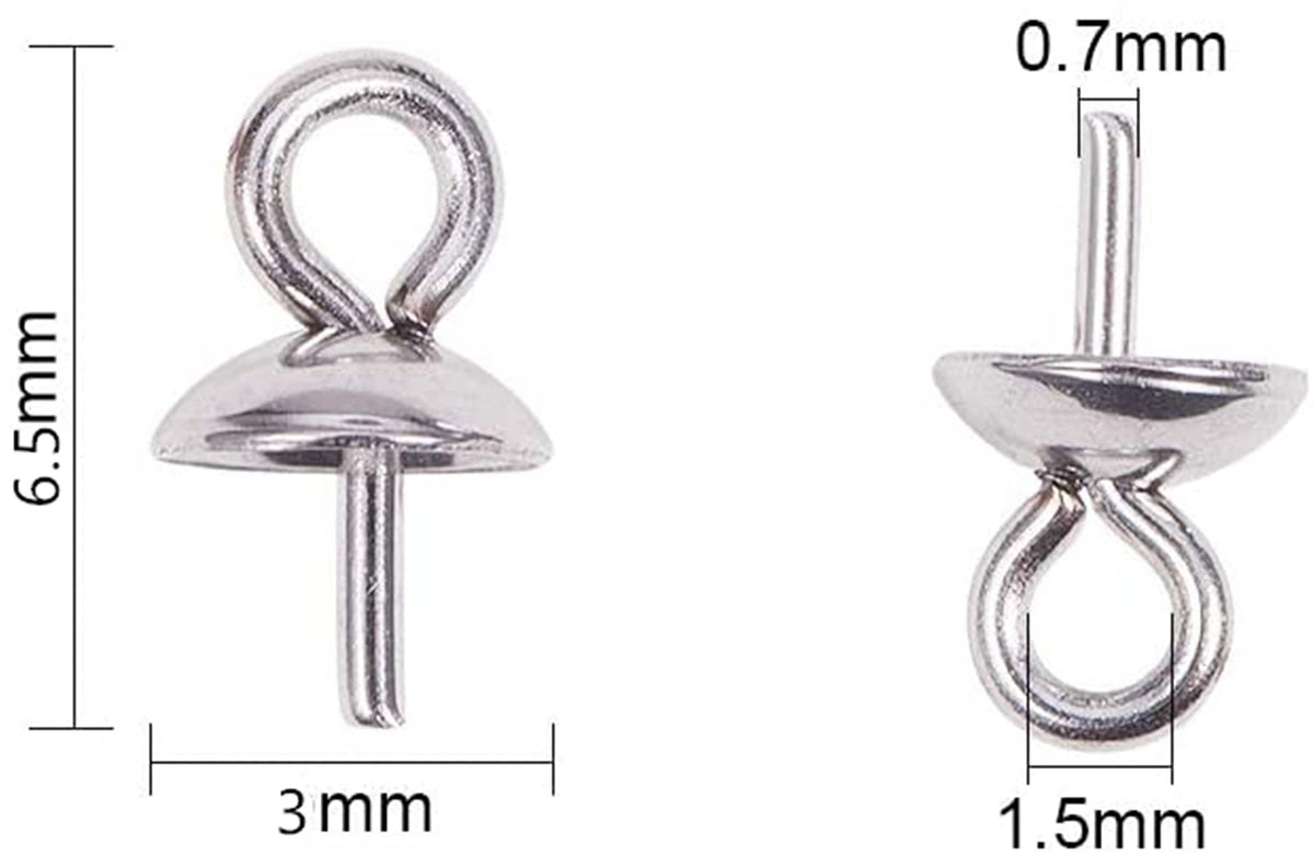 20pcs 3mmx6.5mm sterling silver Small Hole Cup Pearl Screw Eye Pin Bail Peg Pendants for Half Drilled Beads Jewelry Making,ASL-P-017